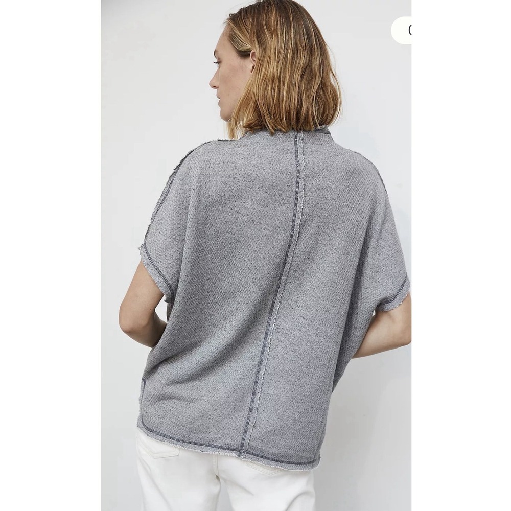 Pilcro Funnel Neck Gray Pullover Top Sweater Women's Medium Raw Hem Casual Boho - Picture 3 of 14